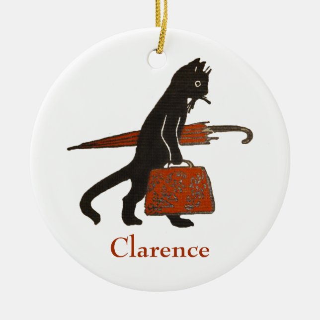 Modelo dos enfeites de natal do gato preto do (Frente)