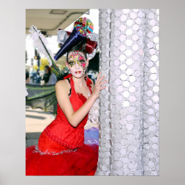 Modelo em Arte de Poster de Vestido Vermelho