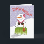 Modelo havaiano 1 de Snowwoman<br><div class="desc">Mude facilmente o texto interno; personalize com seu nome de família,  e você tem cartões de natal feitos sob encomenda! Aloha!</div>