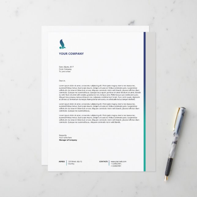 Modelo Letterhead de Negócios (Frente/Verso In Situ)