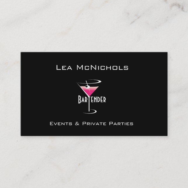 Modelo Martini dos cartões de visitas do barman (Frente)