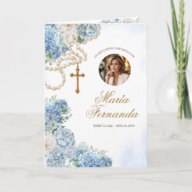 Modelo para Programa Funerário Floral Azul