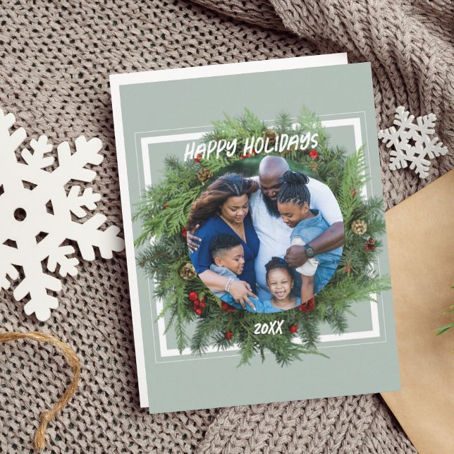 Modelo Personalizado de Cartão de Férias da Famíli (Family Holiday Card Custom Christmas Message)