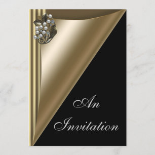 Modelo preto & Dourado do convite de festas do