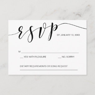Modelo preto e branco da placa RSVP da caligrafia