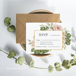 Modelo RSVP de Casamento de Flor de Rosa Elegante