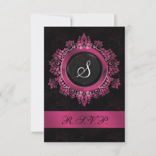 modelo RSVP de casamento monograma cor-de-rosa 3,5