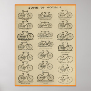 Modelos de Bicicleta de 1896 e Poster de Arte