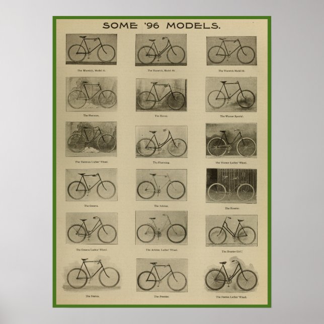 Modelos de Bicicleta de 1896 e Poster de Arte (Frente)