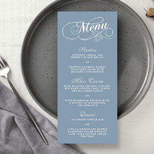Modelos de Menu de Casamento Azul Elegante Dusty
