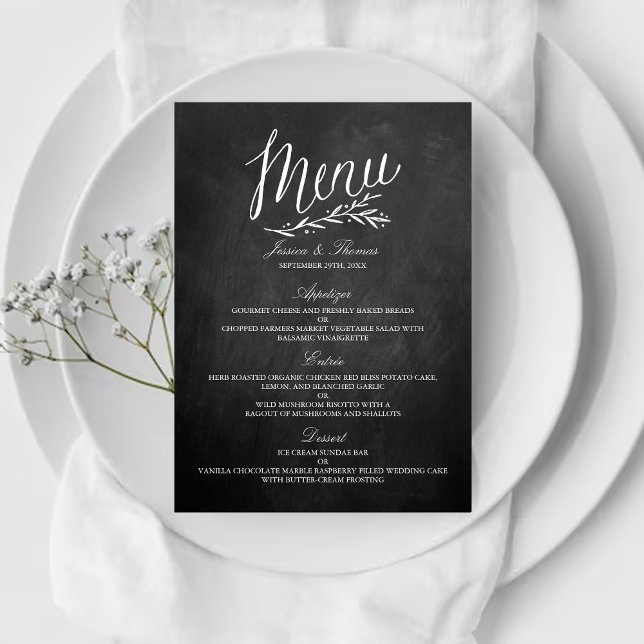 Modelos de Menu de Casamento de Chalkboard Elegant (Criador carregado)