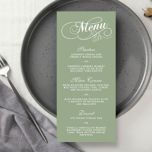 Modelos de Menu de Casamento Verde Elegante Sage