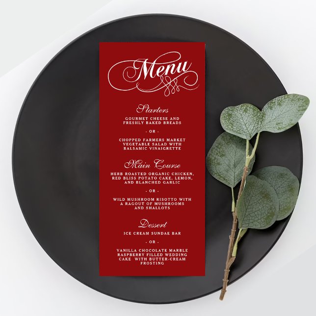 Modelos de Menu de Casamento Vermelho e Branco Ele (Criador carregado)