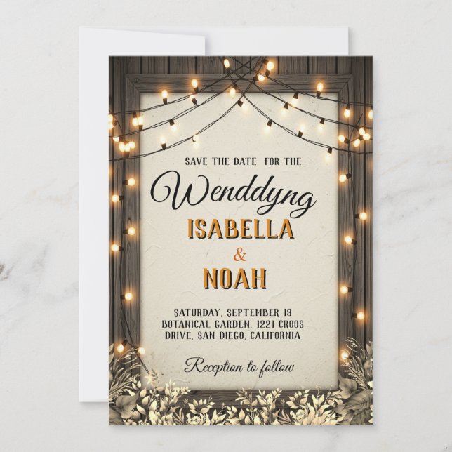 Modelos de Rustic Wedding Save the Date com F de O (Frente)
