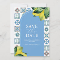 Modelos de Save The Date Blue & Yellow Lemon Amalf
