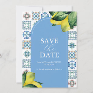 Modelos de Save The Date Blue & Yellow Lemon Amalf
