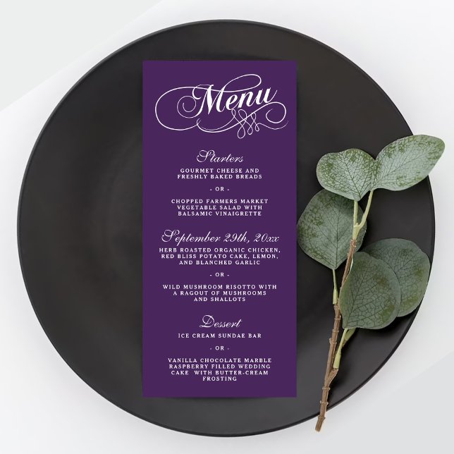 Modelos Do Menu Casamento De Púrpura E Branco Eleg (Criador carregado)