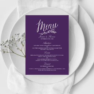 Modelos Do Menu Casamento De Púrpura E Branco Eleg