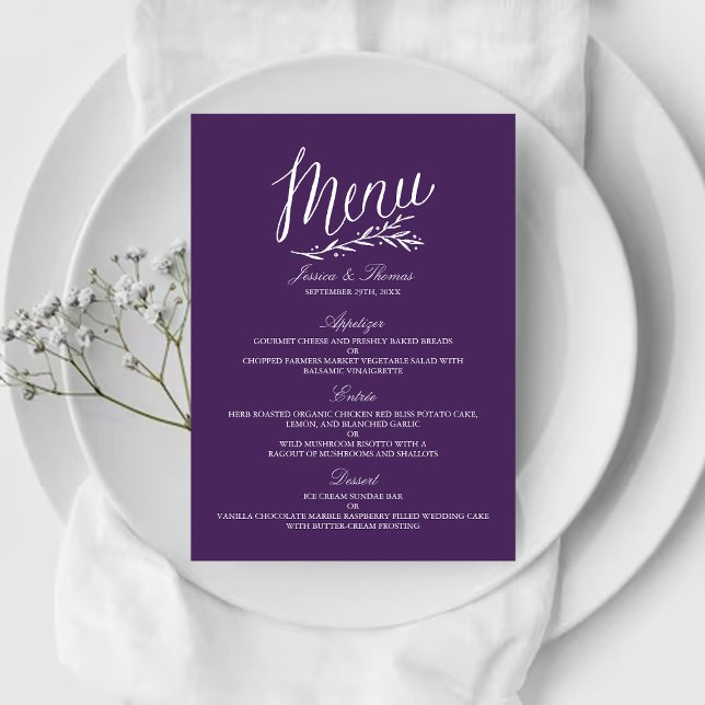 Modelos Do Menu Casamento De Púrpura E Branco Eleg (Criador carregado)