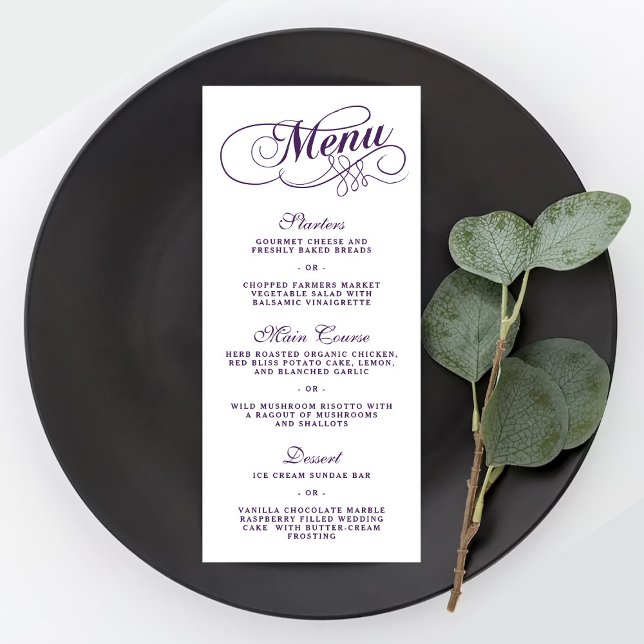 Modelos Do Menu Casamento De Púrpura E Branco Eleg (Criador carregado)