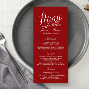 Modelos Elegantes De Menu Casamento Vermelho E Bra