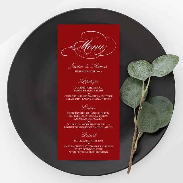 Modelos Elegantes De Menu Casamento Vermelho E Bra (Criador carregado)