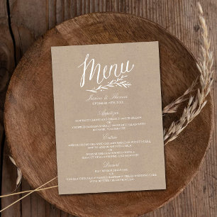 Modelos elegantes do menu do casamento de Kraft