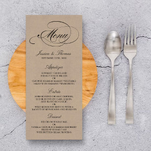 Modelos elegantes do menu do casamento de Kraft