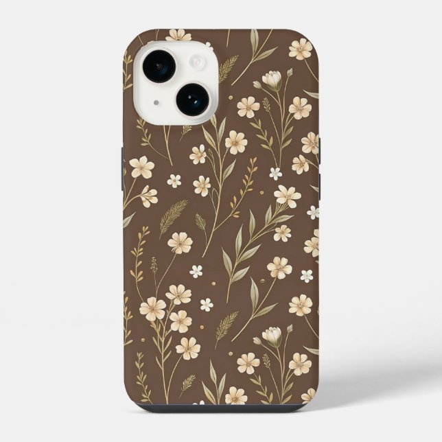 Moder Pattern Wilflowers Brown Background (Verso)
