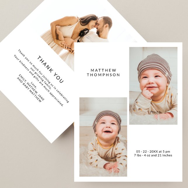 Modern 3 Photo Baby Shower Thank You (Criador carregado)