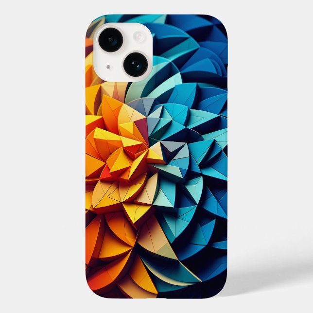 Modern 3D Geometric Lotus Phone Case Vibrant Blue (Verso)
