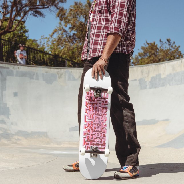 Modern 3D Pink Maze Skateboard Deck (Ao ar livre 2)