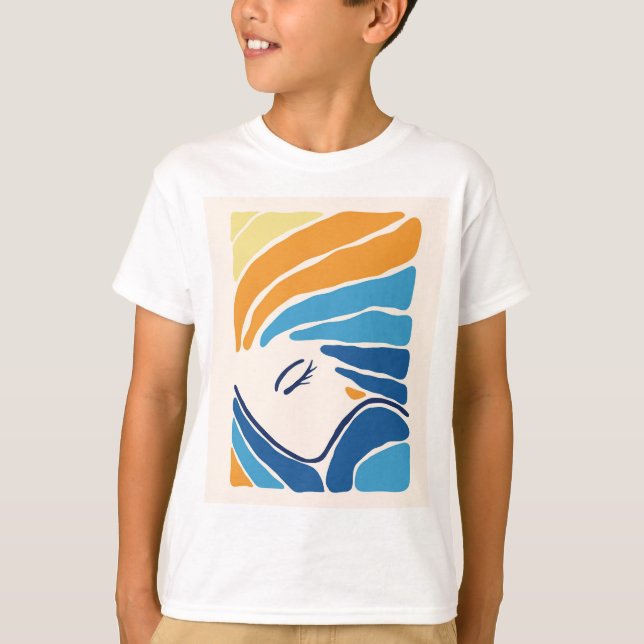 Modern Abstract Face Boys' T-Shirt - Artistic Line (Frente)