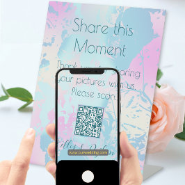 Modern Abstract Pastel Wedding Photo Share QR Code