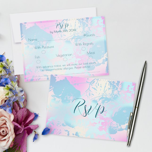 Modern Abstract Pastel Wedding RSVP Card (Criador carregado)