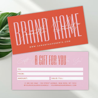 Modern add brand name script typography gift card