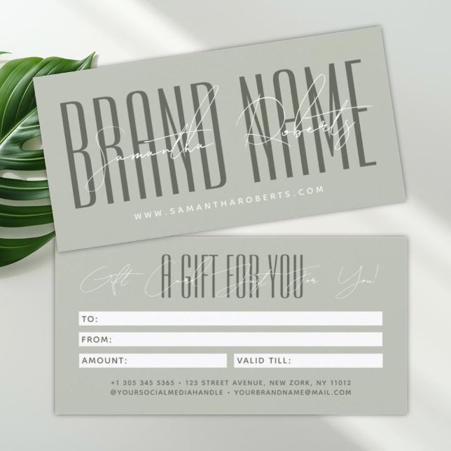 Modern add brand name script typography gift card (Criador carregado)