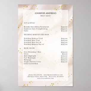 Modern, Beige Glitter Salon Price List Poster
