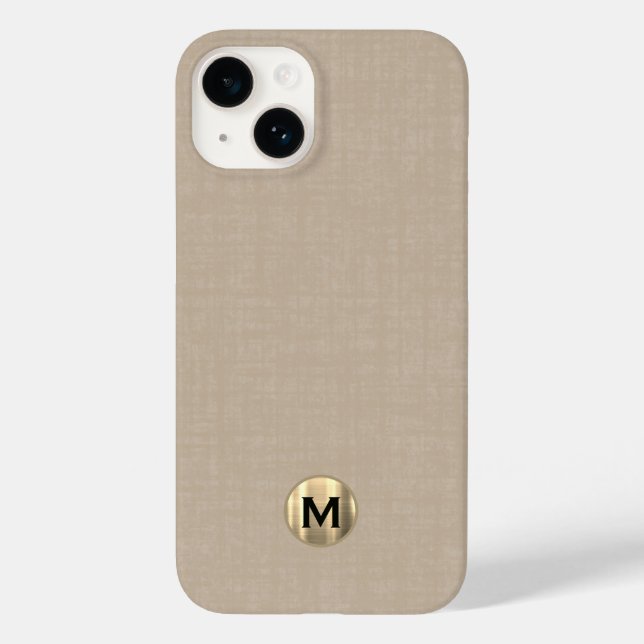 Modern Beige Linen Brushing Monograma Dourado (Verso)
