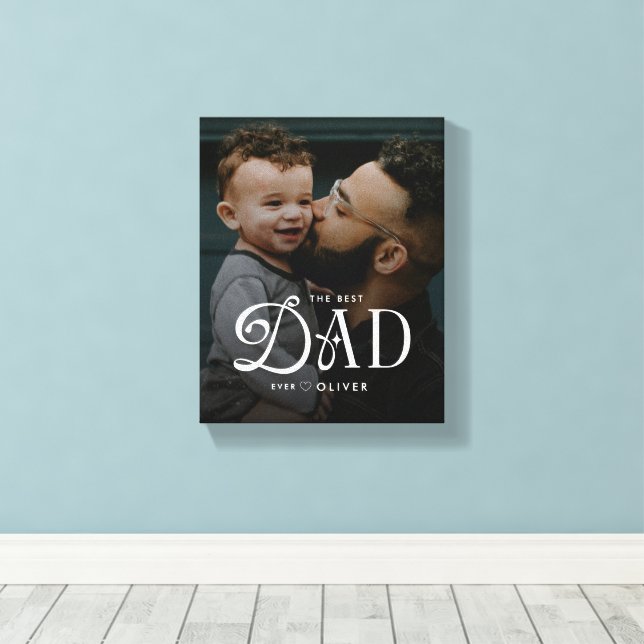 Modern Best Dad Ever Photo Personalized Canvas (Insitu(piso de madeira))
