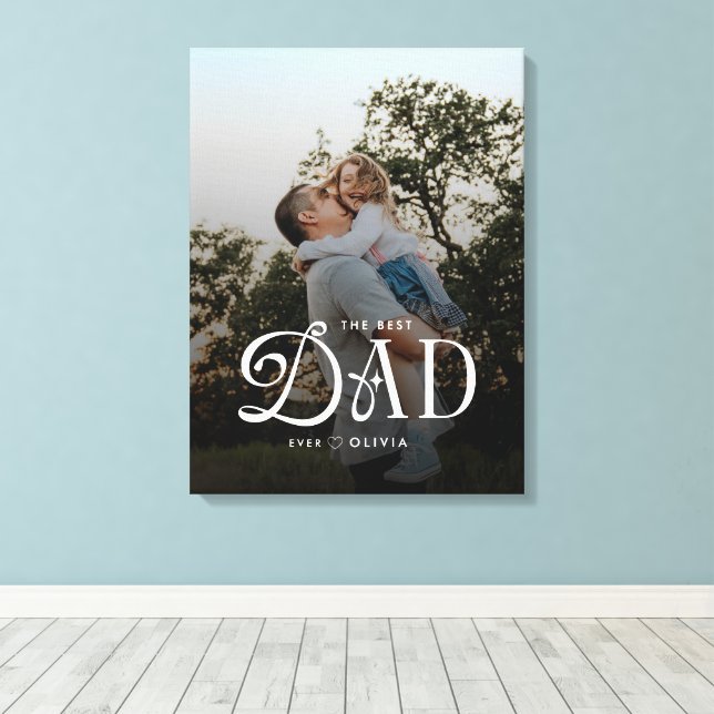Modern Best Dad Ever Photo Personalized Canvas (Insitu(piso de madeira))