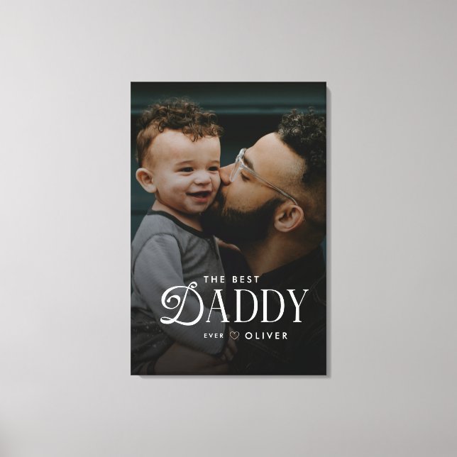 Modern Best Daddy Ever Photo Personalized Canvas (Frente)