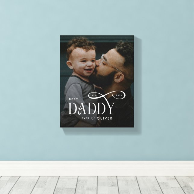 Modern Best Daddy Ever Photo Personalized Canvas (Insitu(piso de madeira))