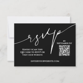 Modern Black and White QR Code Wedding RSVP