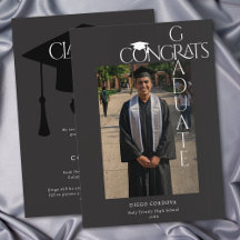 Modern Black Congrats Graduate Photo Announcement