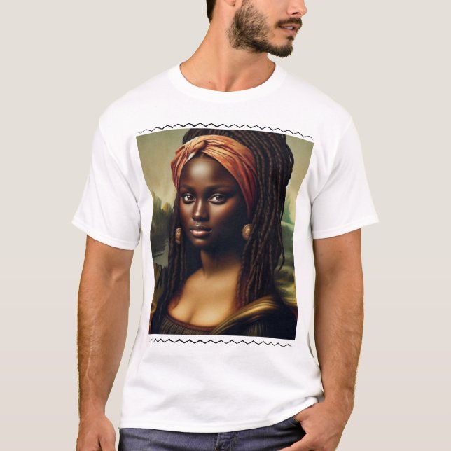 Modern Black Mona Lisa Statement T-Shirt (Frente)