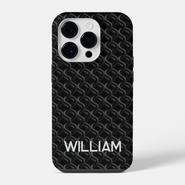 Modern Black Rubber Lattice with Name (Verso)