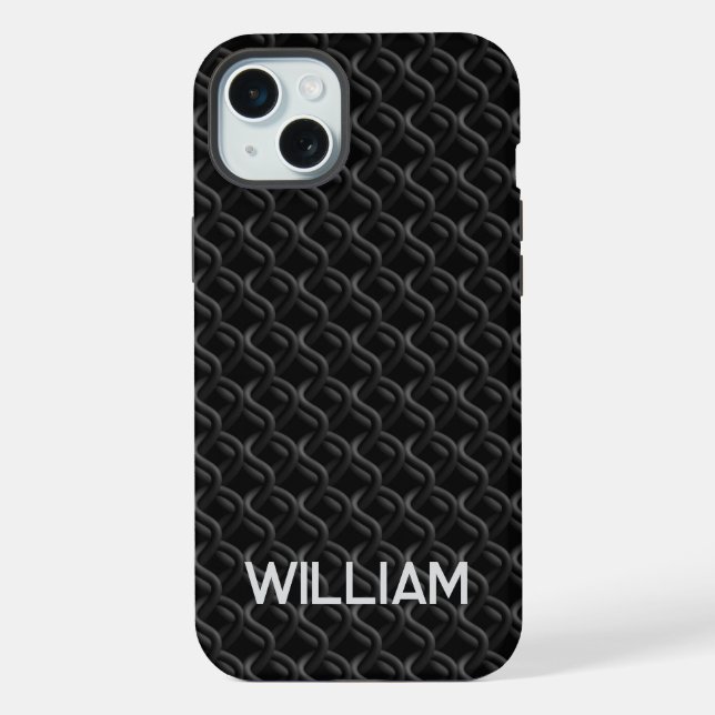 Modern Black Rubber Lattice with Name (Verso)