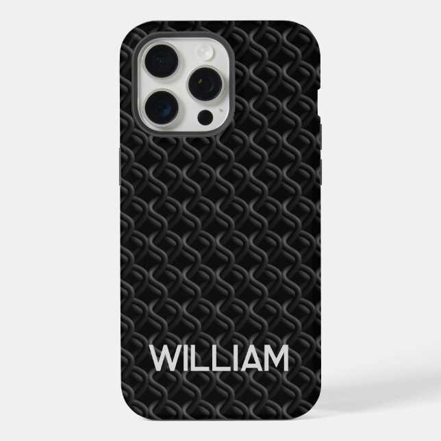Modern Black Rubber Lattice with Name (Verso)