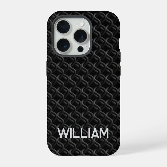 Modern Black Rubber Lattice with Name (Verso)